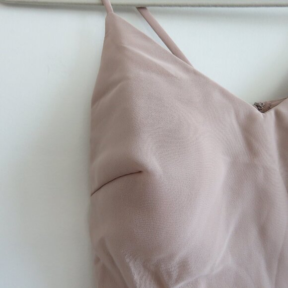 BIRDY GREY Taupe Ruffle Chiffon Maxi Bridesmaid Dress Wedding Neutral - Size XS - Picture 5 of 16